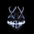 Vicanber Halloween Cosplay Face Cover Mask LED Party Smiling Stitched Wire Purge Light Up (White)