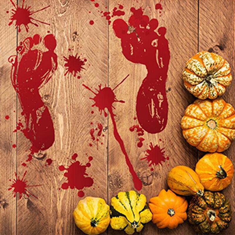 Vicanber Bloody Blood Hand Print Stickers Scary Zombie Party Window Wall Halloween Decal (Footprints A)