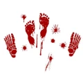 Vicanber Bloody Blood Hand Print Stickers Scary Zombie Party Window Wall Halloween Decal (Footprints C)
