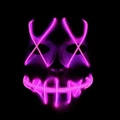 Vicanber Halloween Cosplay Face Cover Mask LED Party Smiling Stitched Wire Purge Light Up (Pink)