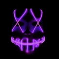 Vicanber Halloween Cosplay Face Cover Mask LED Party Smiling Stitched Wire Purge Light Up (Purple)