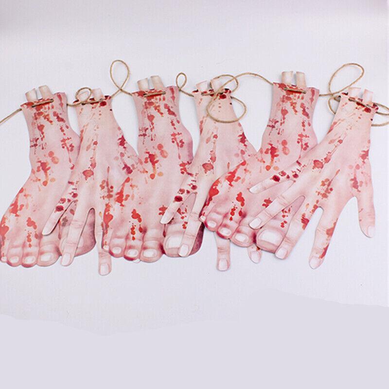 Vicanber Halloween Decoration Body Parts Props Banner Bloody Scary Haunted House Party (6PCS Limbs)