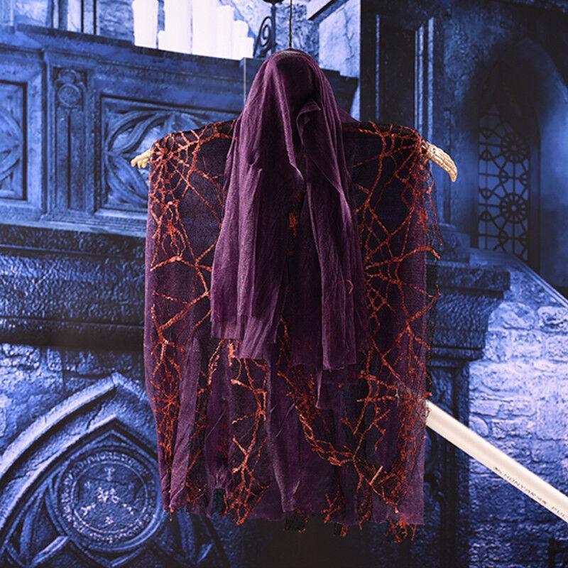 Vicanber Halloween Scary Hanging Decoration Prop Sound Skeleton Ghost Party Creepy Horror (Purple)