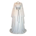Vicanber Ladies Vintage Medieval Dress Victorian Renaissance Gothic Costume Gown Dresses (White,S)