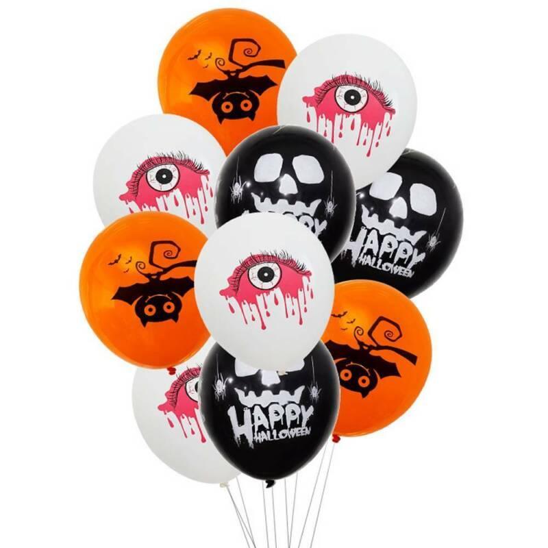 Vicanber Happy Halloween Bat Eyeball Skull Creepy Spooky Balloon Set Party Supply Decors (#1 MultiColoured)