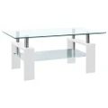 Coffee Table White and Transparent 95x55x40 cm Tempered Glass vidaXL