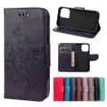 For iPhone 13 mini Case,Playful Butterflies PU Leather Wallet Cover,Deep Purple