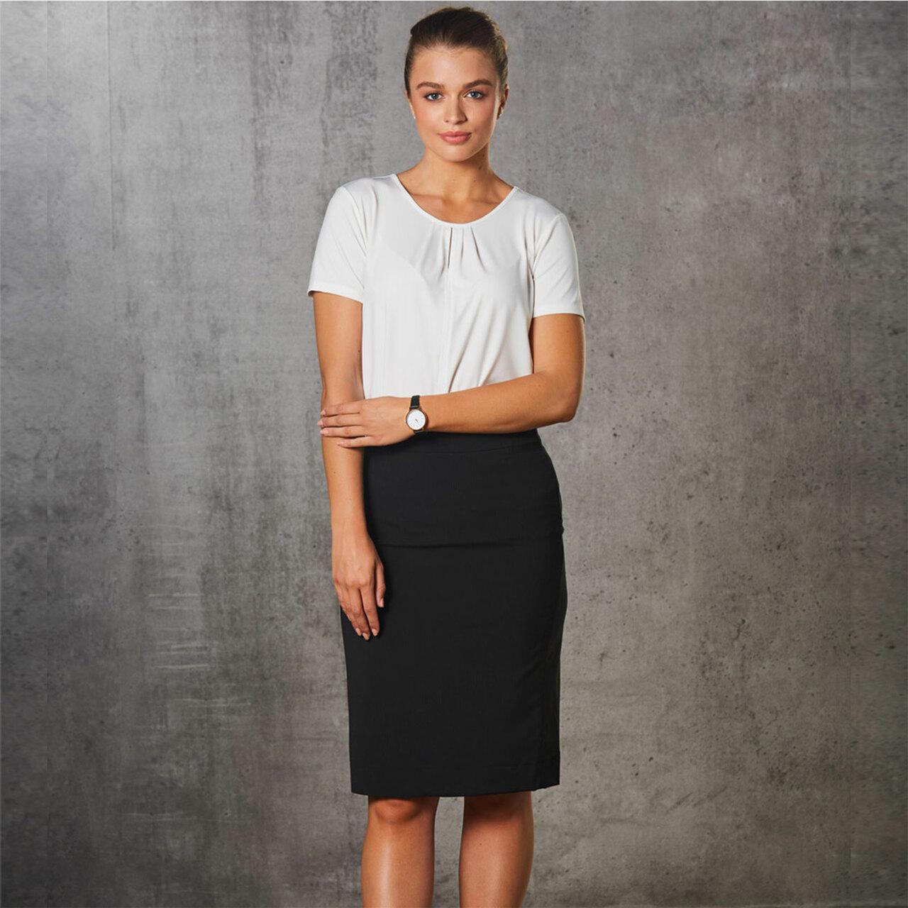 HAZEL | Stripe Mid Length Pencil Skirt