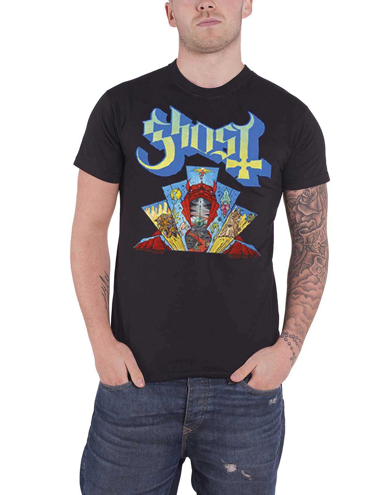 Ghost T Shirt Devil Stained Glass Window Band Logo Official Mens New Black