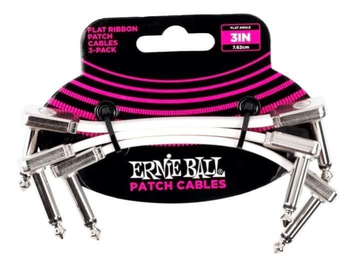 Ernie Ball Flat Ribbon 3-Pack Patch Cables - White - 3"