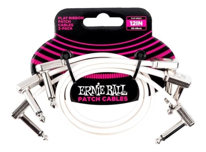 Ernie Ball Flat Ribbon 3-Pack Patch Cables - White - 12"