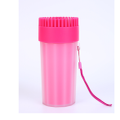 Portable Dog Paw Washer Cleaner Set, 2 in 1 Silicone Dog Cleaning Brush Large Dog Feet Cleaner Cup-PINK-(L)
