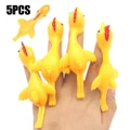 Vicanber Kids Finger Catapult Chick Tricky Toy Sticky Music Stretch Rubber Chicken Toys(1PC)