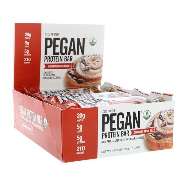 Julian Bakery, PEGAN Protein Bar, Seed Protein, Cinnamon Raisin Roll, 12 Bars, 61.5 g Each