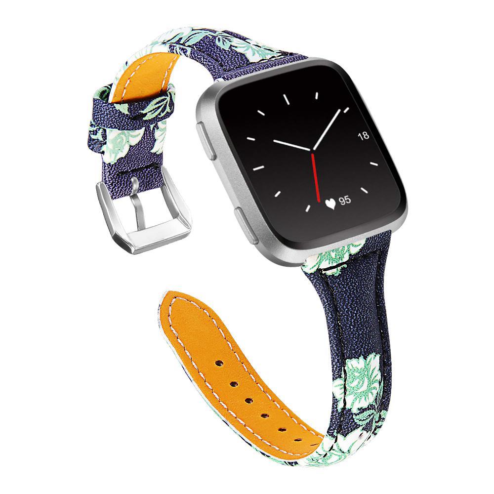 For Fitbit Versa Lite Leather Strap Smart Watch Strap Versa Printed Leather Strap