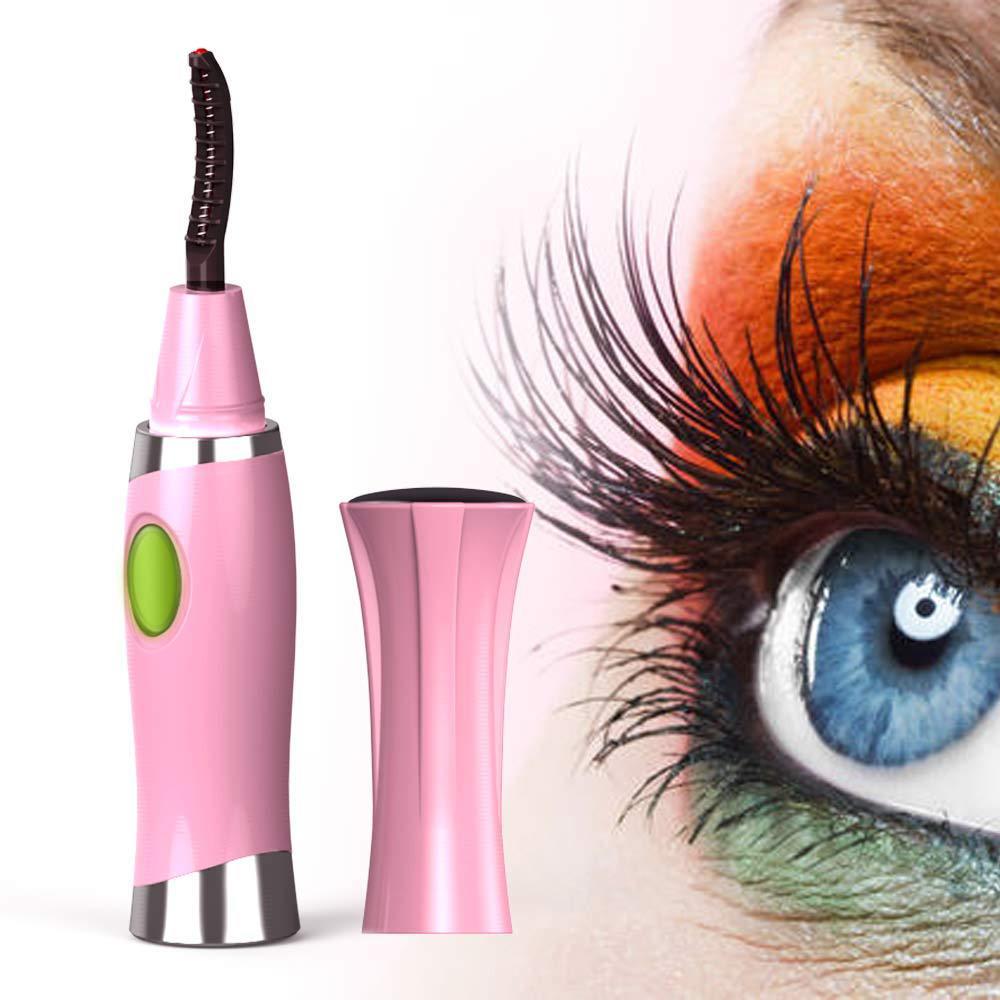 Heated Eyelash Curler, Electric Eyelash Curler Electronic Eye Lashes Curling Comb Quick Heating Long Lasting USB Rechargeable Natural-Pink