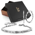 Boxed All Things Are Possible Inscriptions Bar Bracelet & Twisted Hoop Earrings Set