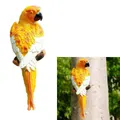 Parrot Statue Resin Bird Figurine for Patio Lawn Yard Wall Mounted Garden Decoration -Yellow