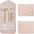 Travel Jewelry Organizer Roll Foldable Jewelry Case for Rings Necklaces - Pink