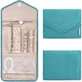 Travel Jewelry Organizer Roll Foldable Jewelry Case for Rings Necklaces - Sky Blue