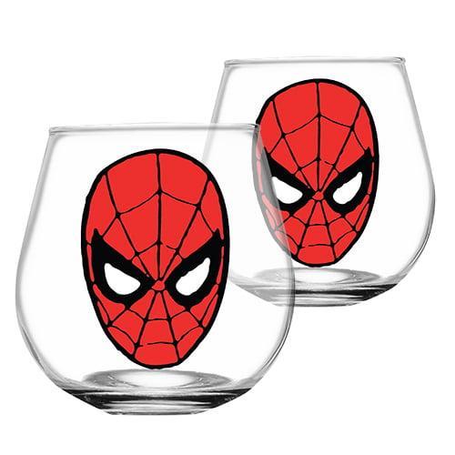 Spiderman Design Set of 2 Globe Shape Glasses 485mL