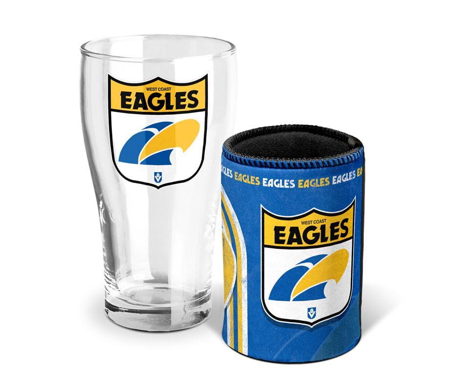 West Coast Eagles AFL Heritage Pint Glass and Can Cooler