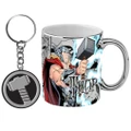 Marvel Thor Design Metallic Coffee Mug Cup with PVC Key Ring