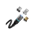 3-in-1 Fast Charging Magnetic Cable Charger for Micro USB, Type C and for Apple Devices iPhone 12 11 Pro XS Max blue