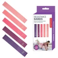 Kikkerland - Resistance Bands - Set of 5 - Includes Carry Pouch - Pink
