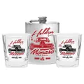Holden Monaro set of Two Spirit Glasses and Hip Flask