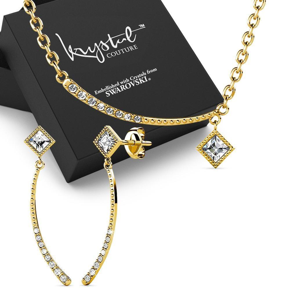 Boxed Sparkling Set Embellished with SWAROVSKI Crystals In Gold