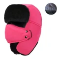 Winter Hats for Men Windproof Warm Hat with Ear Flaps for Skiing And Outdoor Riding-Pink