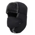 Winter Hats for Men Windproof Warm Hat with Ear Flaps for Skiing And Outdoor Riding-Velvet Black