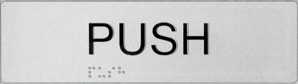 New Best Buy Horizontal Push Entry Sign Braille - Silver 180Mm H X 50Mm W