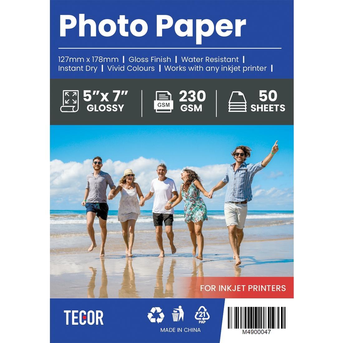 Glossy Cast Coated Photo Paper 230GSM 5 x 7 inches for Inkjet Printers - 50 sheets