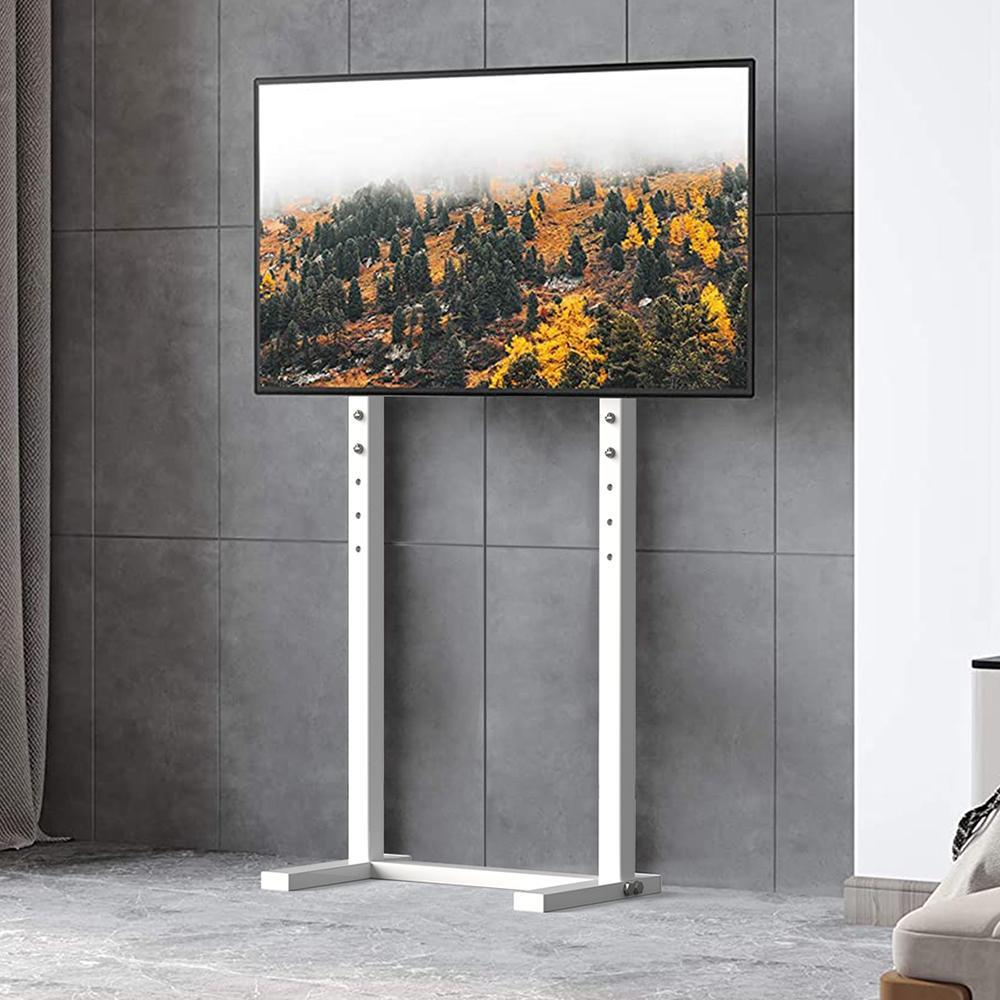 White Floor TV Stand Mount Height Adjustable Bracket TV Holder (for 32-65inch TV)