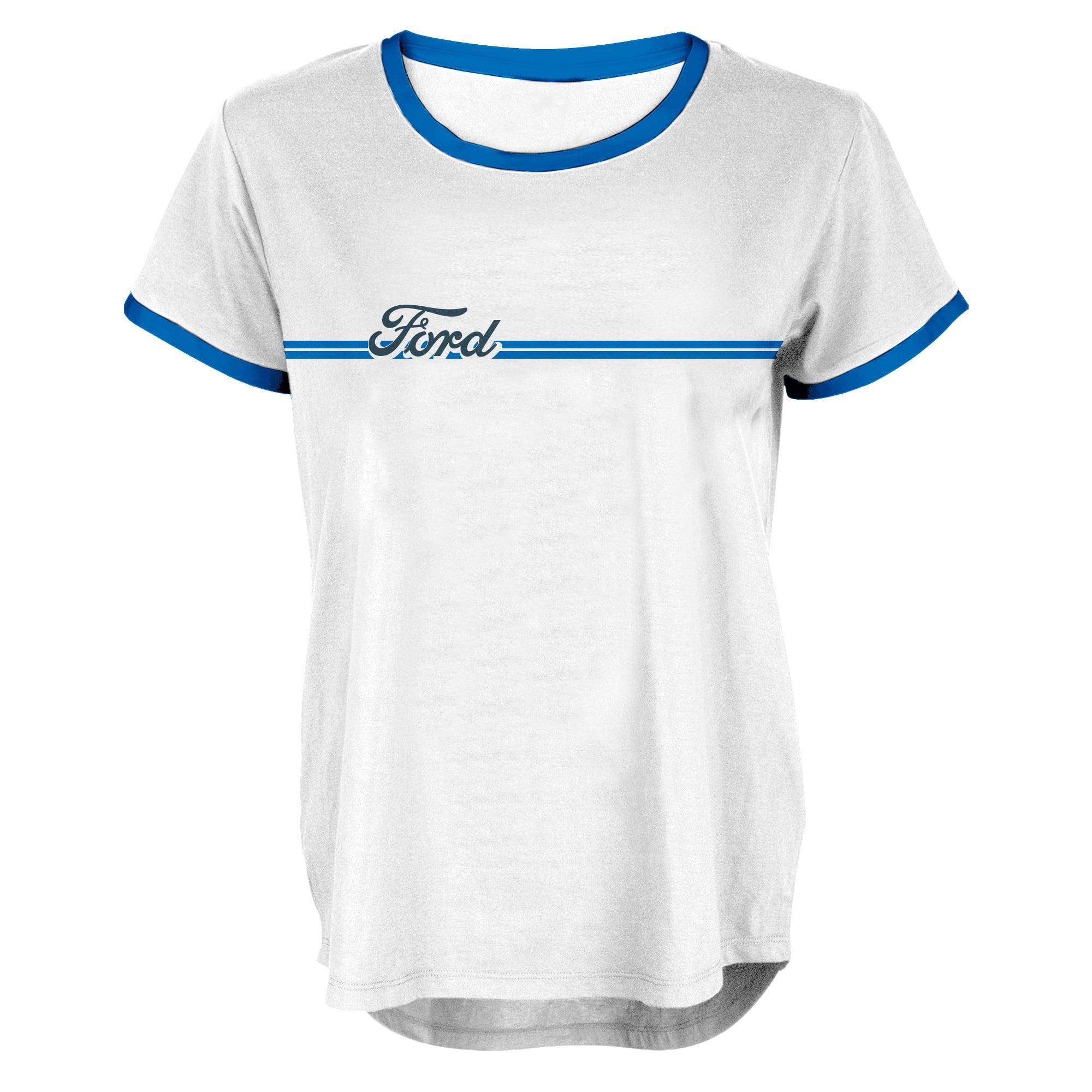 Ford Logo LADIES Ringer Top Shirt Tee T-Shirt
