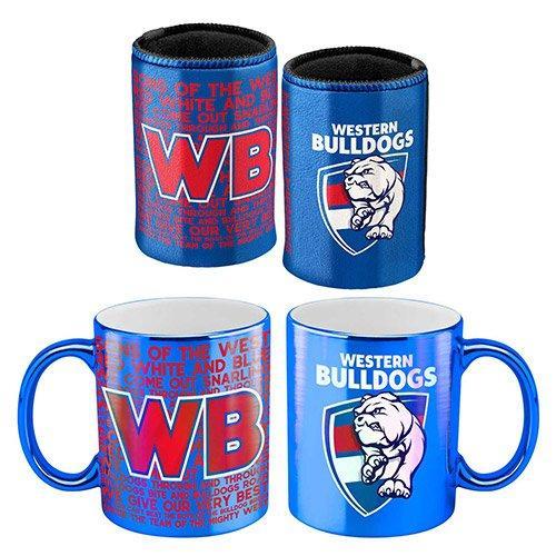 Western Bulldogs AFL Metallic Can Cooler and Coffee Mug Cup Gift Pack