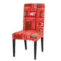 Vicanber Christmas Dining Chairs Seat Covers Slip Stretch Santa Claus Banquet Party Decor (Letters,1PC)