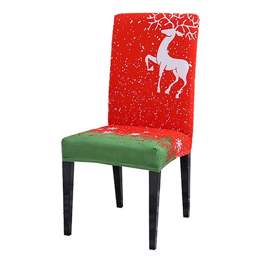 GoodGoods Christmas Dining Chair Seat Covers Slip Stretch Santa Claus Banquet Party Decors (Christmas Elk, 1PC)