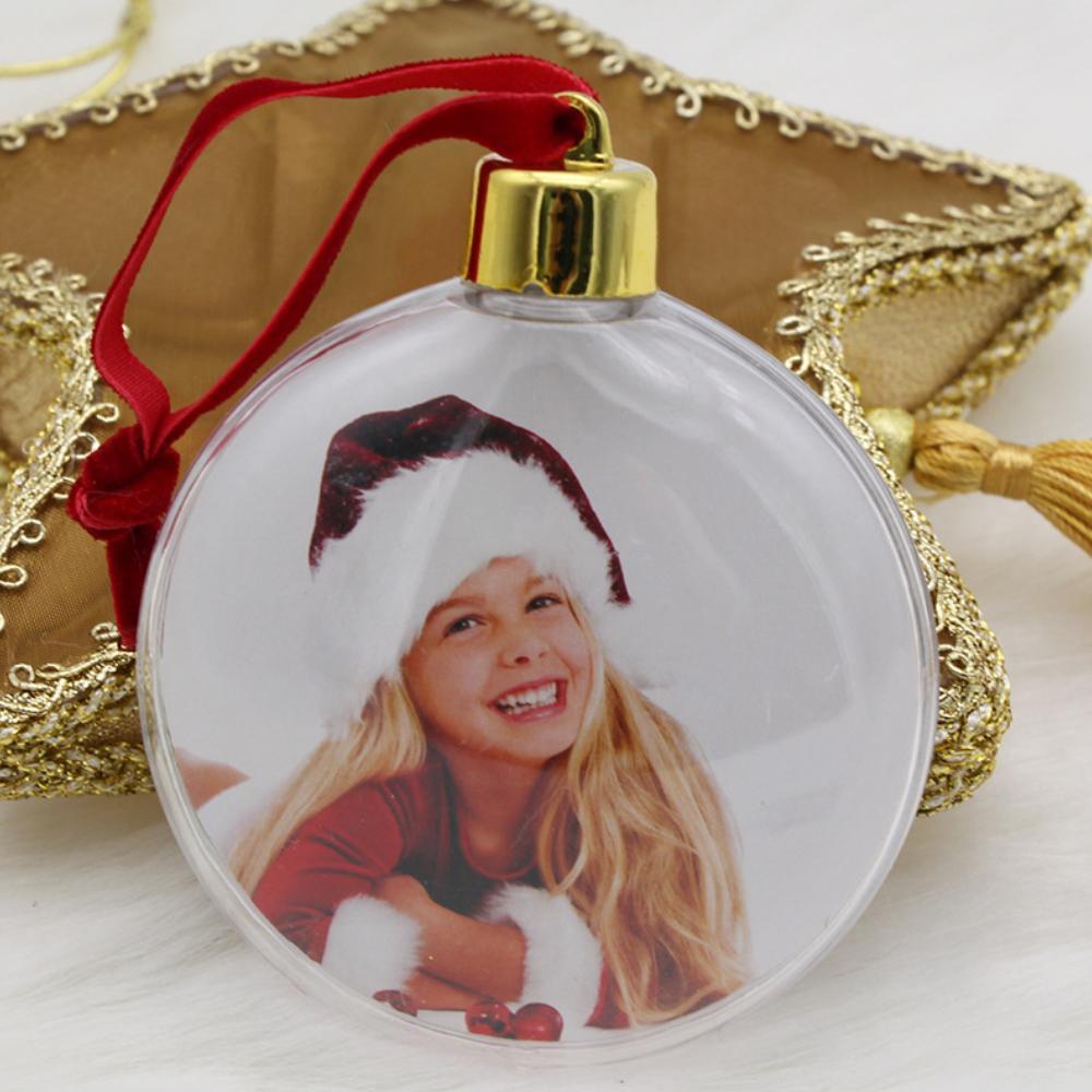 GoodGoods Christmas Photo Insert Baubles Festive Personalised Gift Tree Decorations (Circle,1PC)