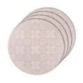 Bastil Round Hardback Placemat, Set of 4 (Pink/White) - 35x35x0.3cm