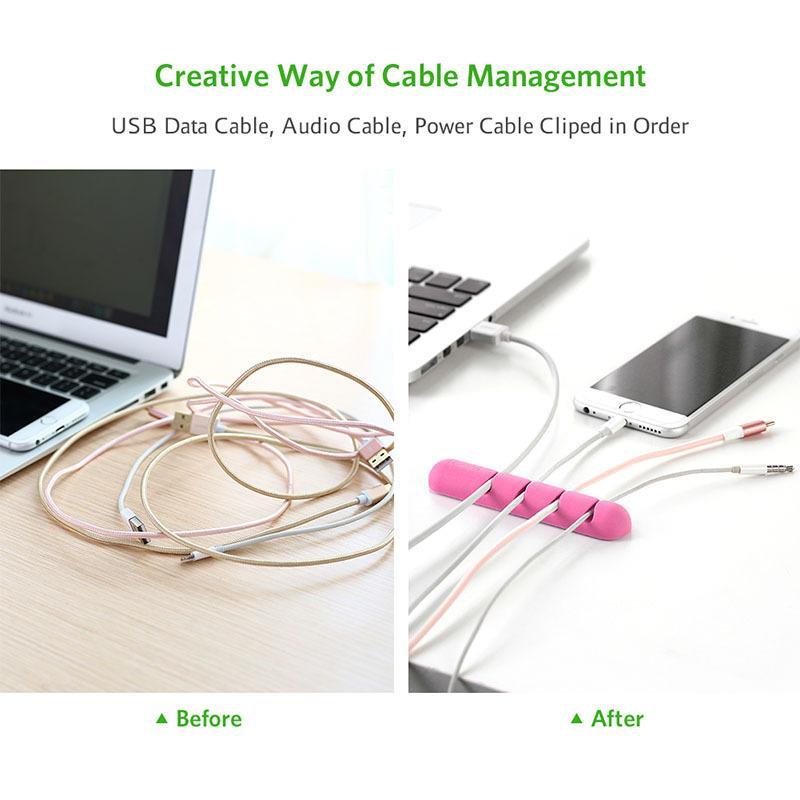 2 x Ugreen Cable Organiser / Holder - Desktop Dashboard Management System - Pink