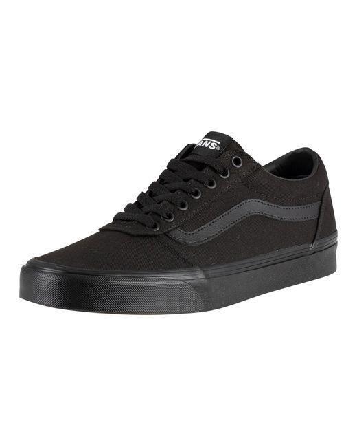Vans Mens Ward Low Top Skater Sneakers - Black/Black - US 9