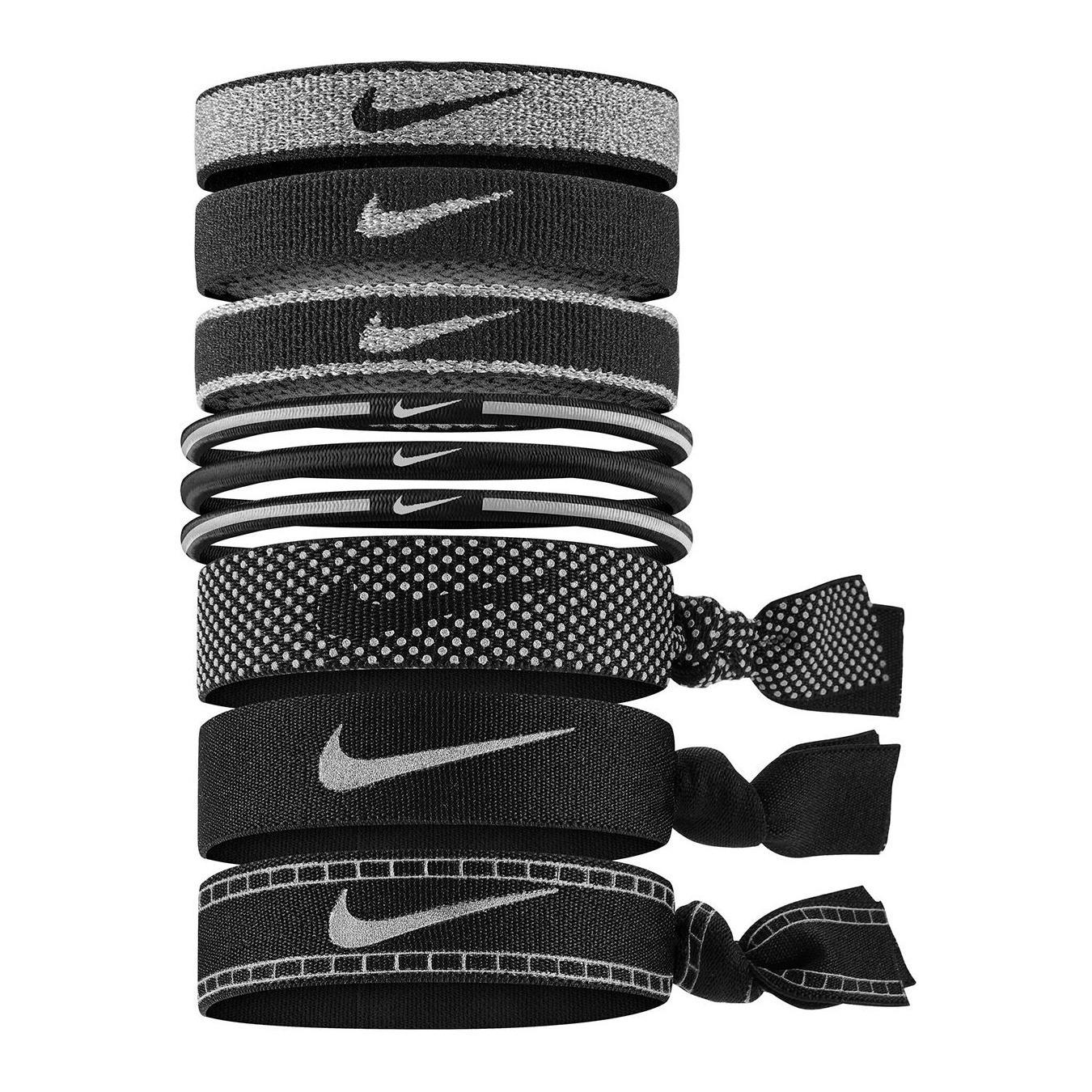 Nike Reflective Ponytail Holder (Pack Of 9) (Black/Silver) (One Size)