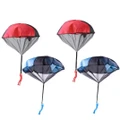 Parachute Toy 4 Pieces Set Free Throwing Outdoor Childrens Flying Toys-BlueRed