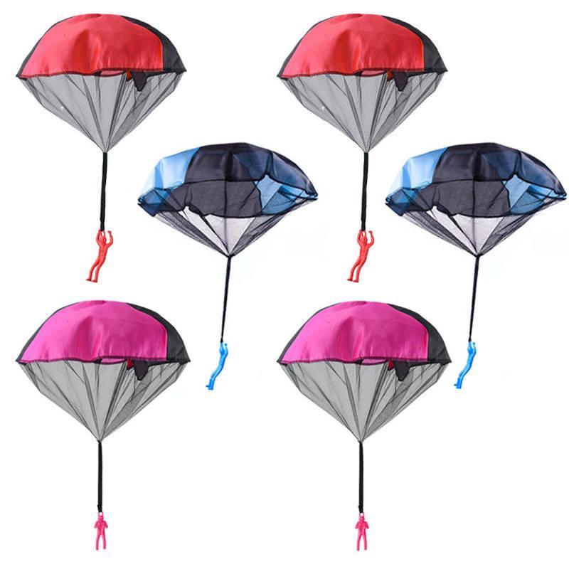 Parachute Toy 6 Pieces Set Free Throwing Outdoor Childrens Flying Toys-BlueRedPink