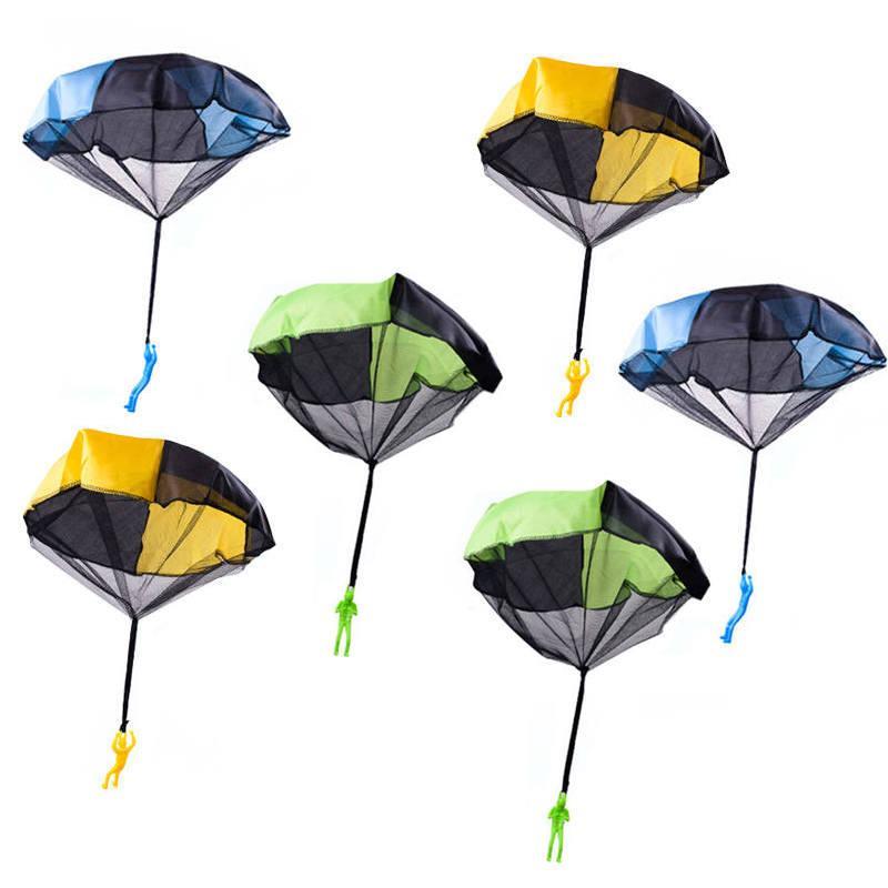 Parachute Toy 6 Pieces Set Free Throwing Outdoor Childrens Flying Toys-BlueGreenYellow