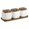 3x Ladelle Essentials Spices/Pepper Salt Container Canister/Spoon/Tray Set White