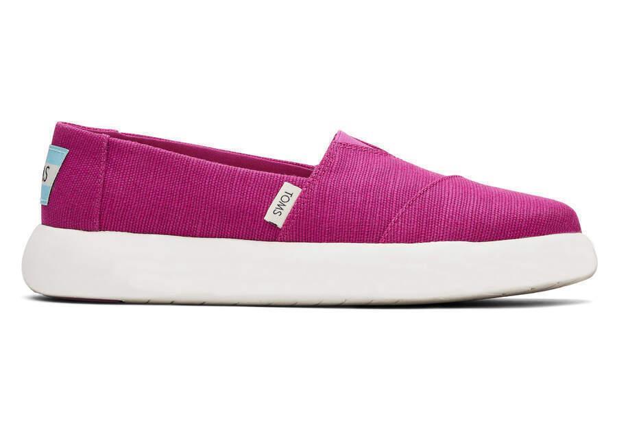 TOMS Womens Canvas Slip On Shoes Sneakers Flats Platform Espadrilles - Fuchsia Pink - US 8